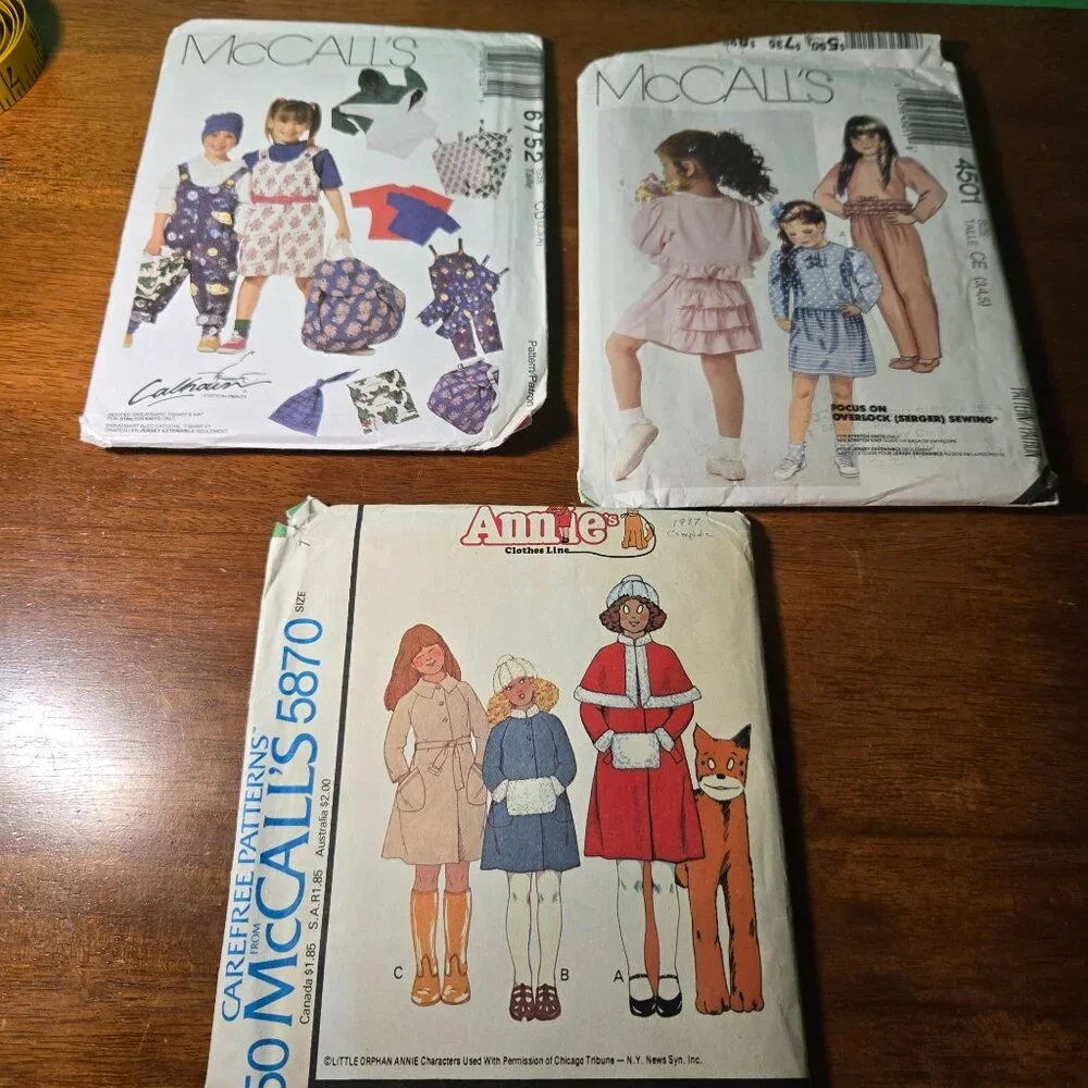 McCalls Kids clothing sewing patterns mixed lot leggings, capelet, unverified
